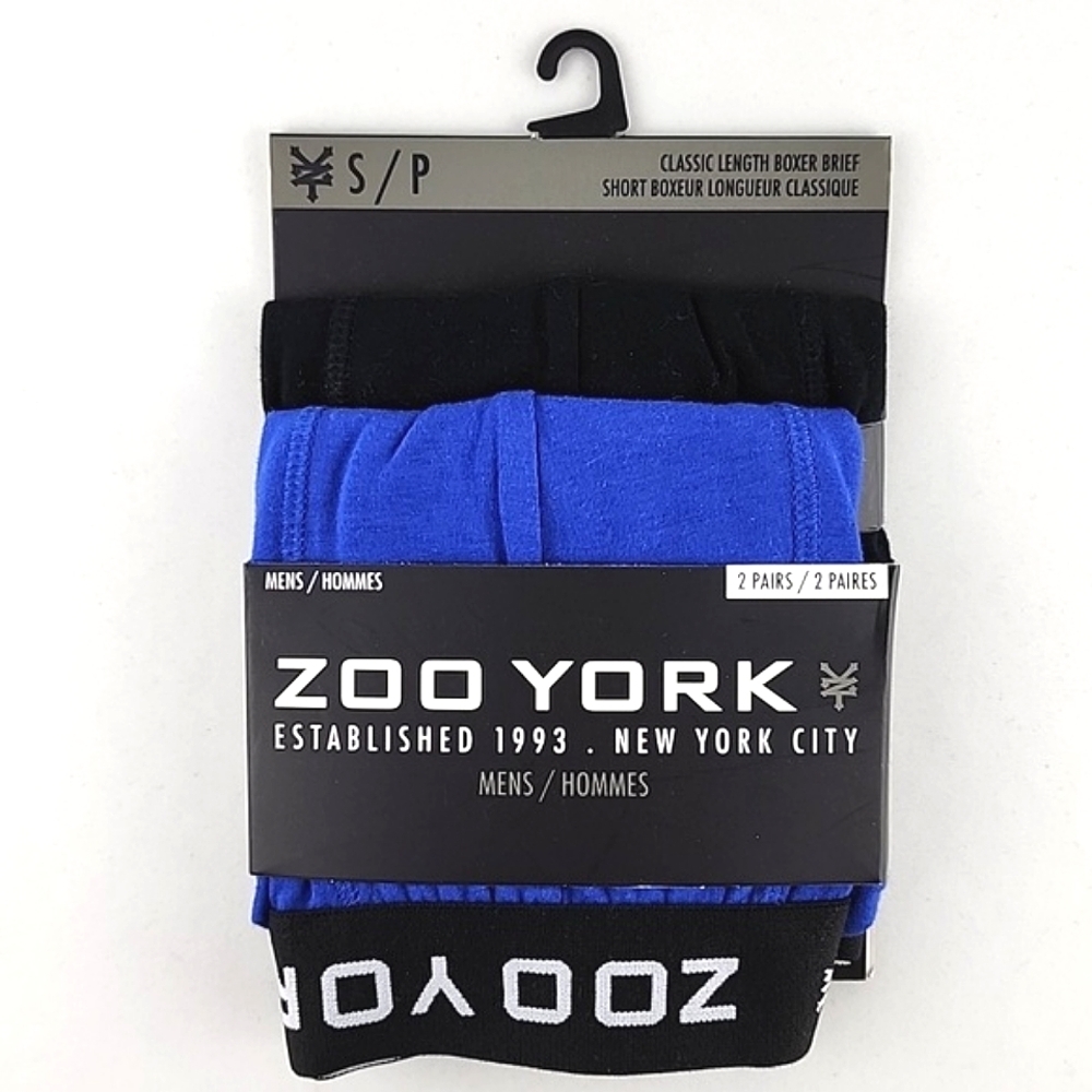 Zoo York Men's Classic Length Boxer Brief Blue Black 2 Pairs Size  Small